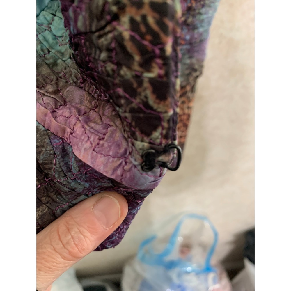 BOHO CHIC Textured Animal Print Jacket Teal Purple Orange Gold Button SZ 14 - Picture 5 of 11